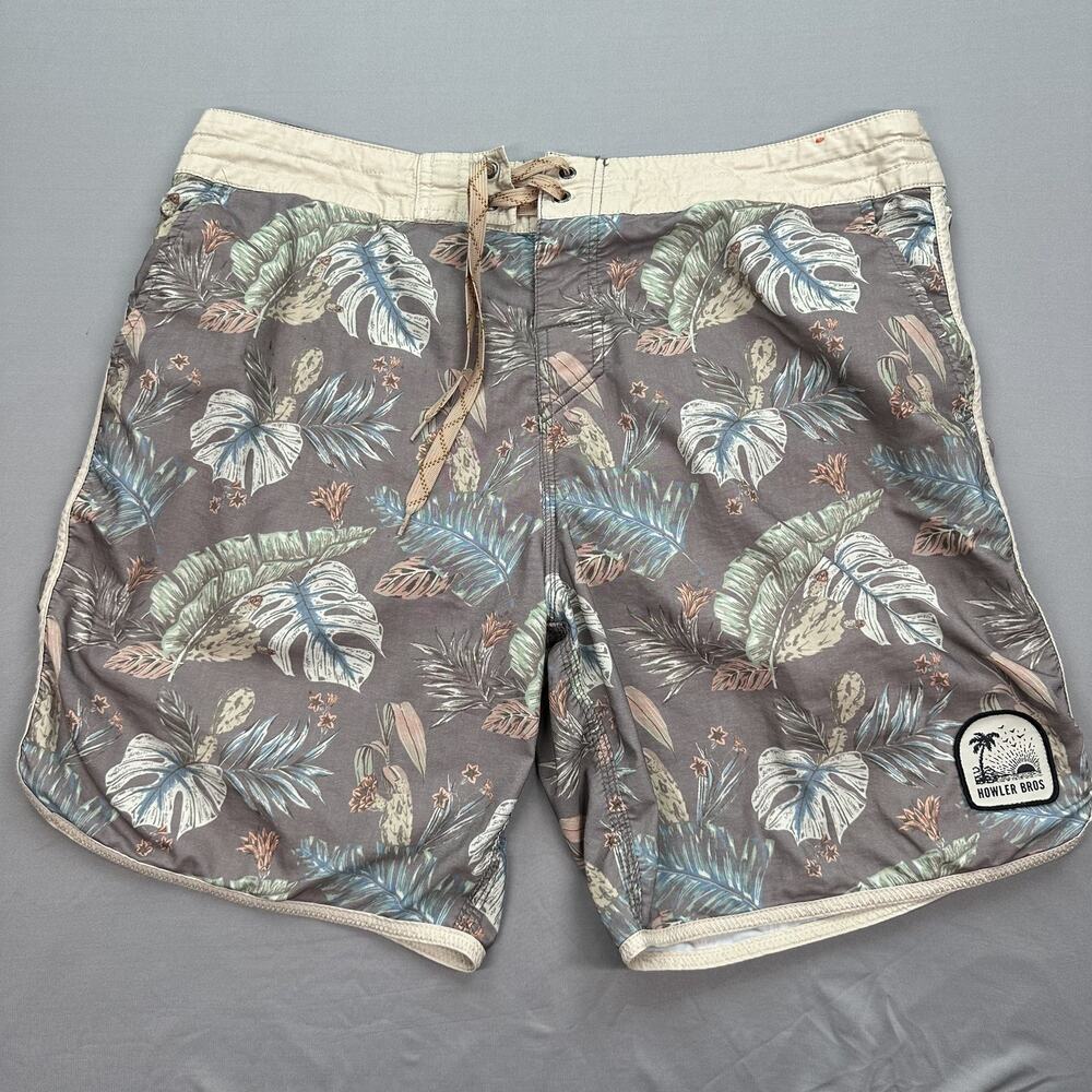 Howler Brothers Board Shorts Mens 35 Tropical Floral Swim Trunks Surf Drawstring